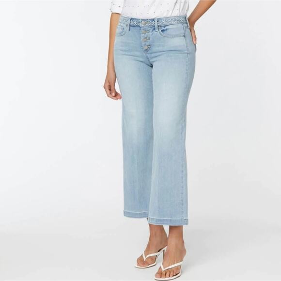 NYDJ Denim - NYDJ Teresa Wide Leg Ankle Jeans With Embroidered Waistband Solstice 18 NWT